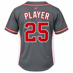 Maillot de baseball Sinewy Sport pour homme, gris, rouge, blanc, 25, impression sublimée, évacuation de l'humidité, manches courtes, coupe régulière, nom d'équipe personnalisé - Product Image 2