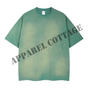 100% algodón lavado lazo teñido cuello redondo manga corta multicolor oversize drop hombro hombres camisetas prendas de vestir exteriores camisa de calle alta - Product Image 1