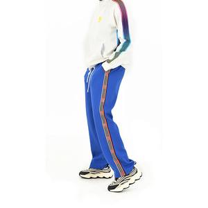 Custom Stripped Canvas Flare Jogger Pants Casual Printed Strips Patchwork <b>Mens</b> Breathable Eco-Friendly - Product Image 4