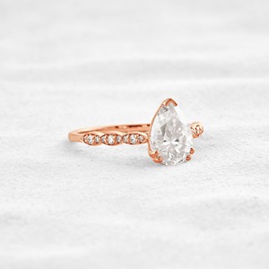 แหวนเพชรทรงหยดน้ำแบบเพียร์คัท เพชร CVD สำหรับงานหมั้น สไตล์อาร์ตเดโค เครื่องประดับแต่งงานสำหรับผู้หญิง - Product Image 3