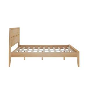 Juego de dormitorio minimalista de madera de teca con cama con plataforma y mesitas de noche - Product Image 3