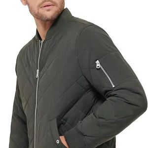 Veste bomber rembourrée pour homme avec logo personnalisé OEM ODM, col montant, sweat-shirt chaud, jogging d'hiver, sport, décontracté, service direct, devant - Product Image 1
