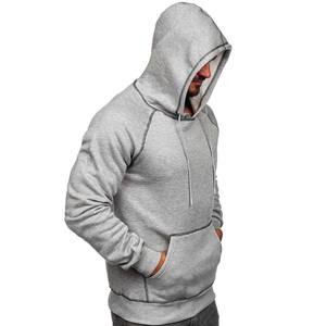 High Quality Grey <b>Mens</b> Long Sleeve Kangaroo Pockets Stitches Logo <b>Thermal</b> Sweatshirt & <b>Hoodies</b> - Product Image 4