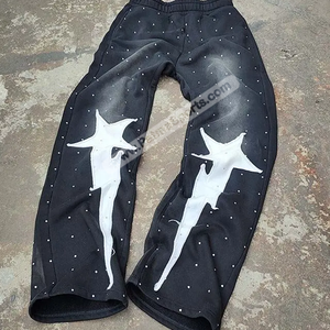 Custom 100% Cotton <b>Lightweight</b> Hooded Tracksuit Unisex Plus Size Fleece with Rhinestone Breathable Winter Set with Custom Logo - Product Image 3