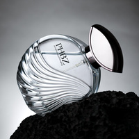Vente en gros OEM/ODM, flacon de parfum rond en verre de luxe 50 ml, vaporisateur à pompe argenté, emballage de parfum mat unique, design personnalisé