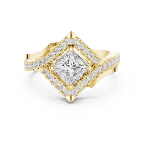 Anillo de Oro de 18K con Patrón Grabado Elegante Anillo de Diamantes para Mujer - Product Image 5