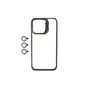 Étui de protection en silicone liquide gris premium avec béquille intégrée et protection de l'appareil photo pour iPhone 15 Pro, divers styles INS - Product Image 1