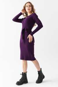 <b>Women</b> Knitwear Crew Neck <b>Dress</b> Long Sleeve Flexible Warm <b>Belt</b> Detail High Quality Winter New Fashion Customizable OEM Services - Product Image 3