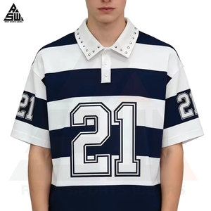 Maillots de football pour hommes adultes avec logo personnalisé, 100% polyester, col en V court, imprimé au laser, respirant, séchage rapide, service OEM - Product Image 1