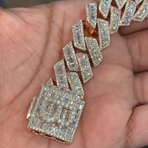 Bracelet de haute qualité en argent sterling 925 plaqué or rose avec moissanite taillée, unisexe, style hip-hop glacé, bijoux glacés, cadeau de mariage - Product Image 4