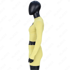 Top corto de manga larga personalizado OEM para mujer con pantalones cortos de motorista conjunto de 2 piezas 100% algodón - Product Image 5