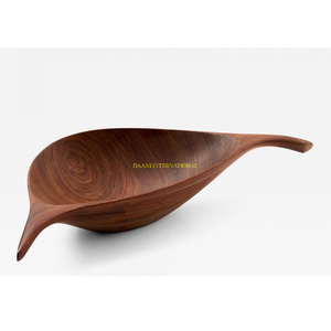 Ensaladera de madera rústica hecha a mano, cuenco seguro para horno de madera de Acacia, borde desigual orgánico, mesa de comedor de cocina, fruta decorativa - Product Image 4