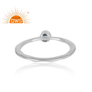 แหวนเงินแท้ธรรมชาติสีฟ้าโทแพซจากลอนดอนเครื่องประดับวงแหวนค้อนทุบ - Product Image 4