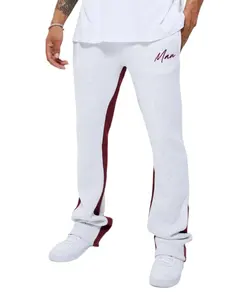 Custom <b>Loose</b> Flare White Sweat <b>Joggers</b> Pants With Side Stripes Latest Design 2023 100% Cotton <b>Men</b> Stacked Jogging Pant 's - Product Image 1
