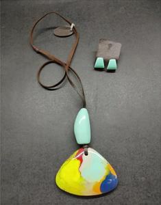 Top Selling Multicolour Resin Pendant With Leather Cord Pendant <b>Necklaces</b> Epoxy Resin Pendant Accessories Jewelry Sets - Product Image 1