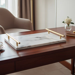 Plateau de service de luxe en résine de marbre Plateaux de rangement personnalisés pour salle de bain d'hôtel - Product Image 1