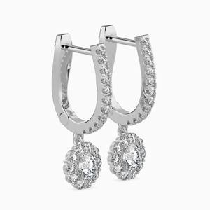 Pendientes de Aro con Diamantes Cultivados en Laboratorio de 1.00 CTW con Diseño de Halo Redondo y Corte Brillante Redondo, Certificados por SGL, Pendientes de Oro Sólido de 14K - Product Image 6