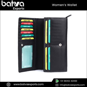 กระเป๋าสตางค์หนังแท้สไตล์วินเทจสำหรับผู้หญิงมีซิปยาวมีช่องใส่บัตรหลายช่อง - Product Image 4