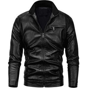 แจ็กเก็ตหนังซิปไซส์ใหญ่สำหรับผู้ชายเสื้อโค้ทหนัง - Product Image 5