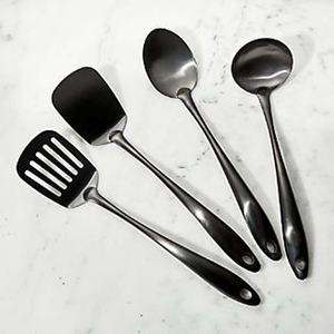 Ensemble d'ustensiles de cuisine de mariage en acier inoxydable plaqué argent avec poignée ronde plaquée or rose - Product Image 5