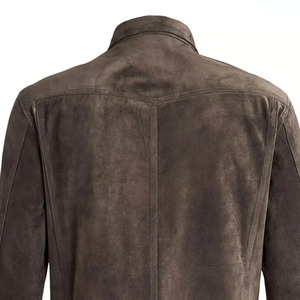 Chemises pour hommes en cuir véritable brun élégant, style personnalisé OEM, respirantes, de haute qualité, doublure en satin de cuir léger, boutons sur le devant - Product Image 6