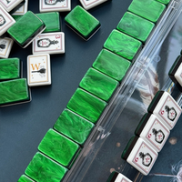 Tuiles de Mahjong Américain Noires de Luxe « Sorcière » – Ensemble de 160 Tuiles en Acrylique Premium avec Dos Vert Jade – Collection Mystique Halloween Designer