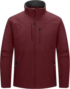 <b>Men's</b> Lightweight Breathable Canvas Softshell <b>Jacket</b> Windproof Stand Cotton Lining <b>Travel</b> Hiking Golf Motorcycle Racing Front - Product Image 1