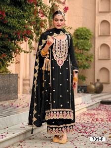 Señoras Fancy Indian Pakistani Salwar Suit Vestido de estilo tradicional Anarkali para fiestas Mujeres indias Chinon Silk Slim Fit - Product Image 3