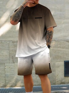 Personalizar 3D impreso pantalones cortos camisa conjunto 2025 Casual elegante pantalones cortos conjunto para hombres 100% algodón orgánico verano camiseta conjuntos - Product Image 3