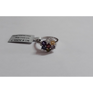925 Sterling Silver Shah Gems Natural Multi-Gemstone Flower Cluster <b>Ring</b> for Women for Everyday Wear with Topaz As Main Stone - Product Image 1