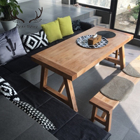 Meubles de salle à manger, banc en bois massif de chêne blanc, ensemble de table à manger, table en bois anti-salissure