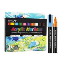 Marqueurs de peinture acrylique FC-106, 10 couleurs, pointe réversible de 6 mm, à base d'eau, imperméables, séchage rapide pour roche, bois, céramique, verre, toile