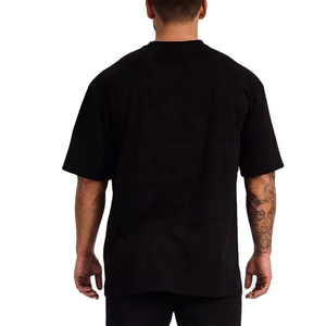 250gsm 100% Cotton Thick Oversized Tshirt Drop Shoulder <b>Shirt</b> Plain Blank Custom <b>High</b> <b>Neckline</b> Oversize Black <b>T</b> <b>Shirt</b> for Men - Product Image 4