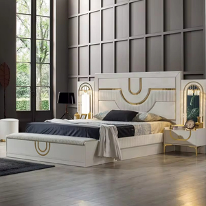 Juego de Dormitorio Pinar 2024 con Cabecera Iluminada de 6 Puertas, Armario de Madera de Alta Calidad, Cama King y Queen Size con Almacenamiento - Product Image 1