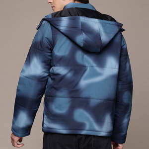 Veste matelassée dégradée pour femme, style streetwear, à capuche, bleue, chaude, rembourrée, isolée, imperméable, coupe-vent, fermeture éclair sur le devant, décontractée - Product Image 3