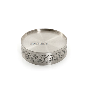 Plateau de service alimentaire en acier inoxydable, forme ronde, couleur argent, plateau de service pour desserts à prix abordable - Product Image 2