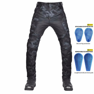 Camouflage Biker Leather Racing Pants with Detachable Hip <b>Protector</b> and Removable Knee Pads for Motocross All Seasons - Product Image 1