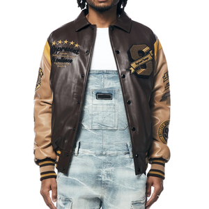 Custom Logo College Baseball <b>Jacket</b> for <b>Men</b> Popular Street Style with Black Embroidery for Winter - Product Image 1