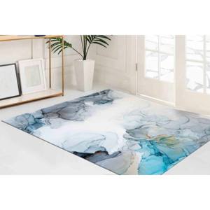 Gray Marble <b>Rug</b>: Modern Soft Tones, Salon or Nursery,<b>Chenille</b> <b>Rug</b> - Product Image 3