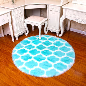 Alfombra Redonda de Felpa Suave Personalizada de 5-6 mm, Alfombra de Lana de Seda con Patrón Geométrico para Decoración Moderna del Hogar - Sala de Estar, Dormitorio - Product Image 3