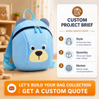 Sac à dos anti-perte en toile durable à thème ours pour enfants de 1 à 3 ans, motif visage d'ours, idéal pour garçons et filles de maternelle