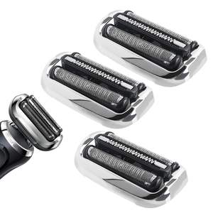 Paquete de 3 cabezales de afeitado de repuesto de doble cuchilla compatibles con la afeitadora eléctrica para hombre, color plateado, para uso facial - Product Image 1