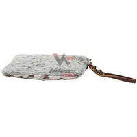 100% cuir de vachette naturel pochette portefeuille personnaliser taille bracelet en cuir occidental vrais cheveux sur cacher cuir fermeture éclair sac à main pour les femmes