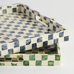 Plateau décoratif en nacre de luxe avec poignée pour décoration de table de fête ou bijoux plateaux de service vintage décor à la maison - Product Image 6