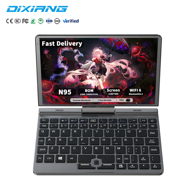 New OEM 8-Inch Touch Screen Metal Mini Laptop 2-in-1 Convertible Notebook Intel N95 Processor 12GB DDR5 RAM Windows 11 Pro for