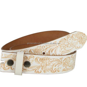 Floral Emboss Hand Tooled Men's <b>Western</b> <b>Belts</b> Cowhide Leather Strap One Piece Cowhide <b>Belt</b> Snap for Buckle Change - Product Image 6
