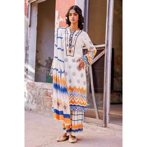 Conjunto de Traje Jacquard Azul de 3 Piezas Sin Coser para Mujer - Product Image 2