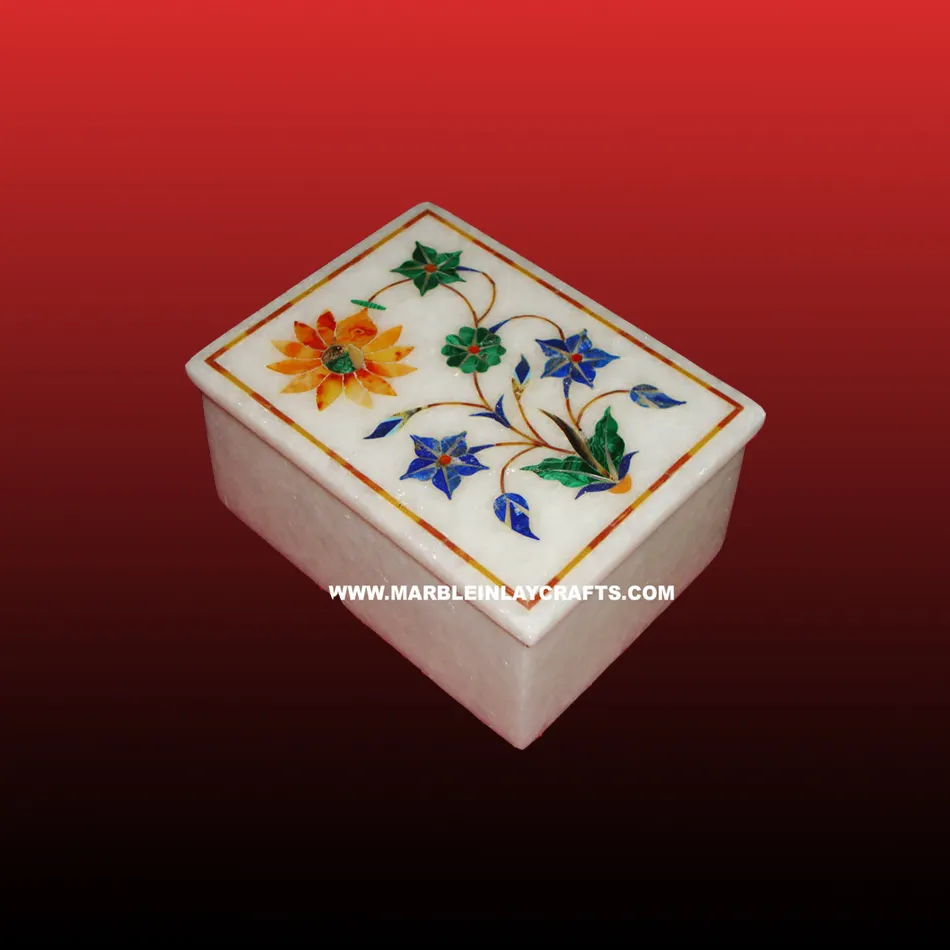 Handmade Marble Inlay Pill Box