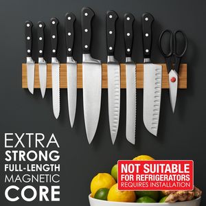 Porte-couteau magnétique en bambou de 16 pouces avec bande magnétique magnétique extra forte pour mur pour tenir les couteaux ustensiles outils - Product Image 3