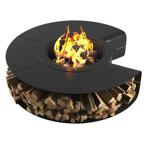 Outdoor Corten Steel Multifunctional Round Bonfire <b>Fire</b> <b>Pit</b> Table Fireplace Wood Compartment Grill Eco-Friendly CE Certified - Product Image 3